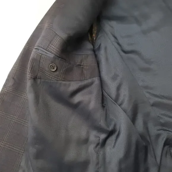 Michael Kors Men's wool navy blue plaid sports jacket 42S Formal Event wedding - Picture 10 of 13